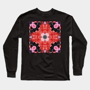 Crystal Hearts and Flowers Valentines Kaleidoscope pattern (Seamless) 31 Long Sleeve T-Shirt